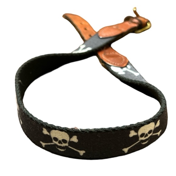 Jolly Roger's crossbones  belt children's black with brown leather trim EUC - Picture 4 of 8